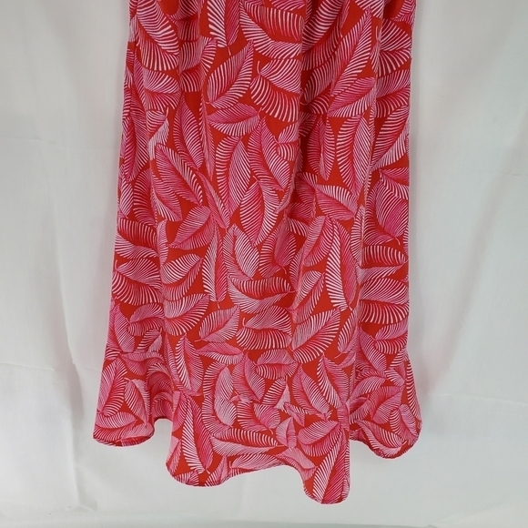 Merona red and pink leaves off shoulder dress - Picture 3 of 7